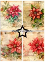 Paper Favourites A6 Paper Pack - Vintage Poinsettia