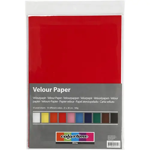 Velour papir A4 10 ark ass. farver