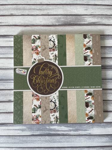 Craft paper pad 15x15cm merry christmas - natur