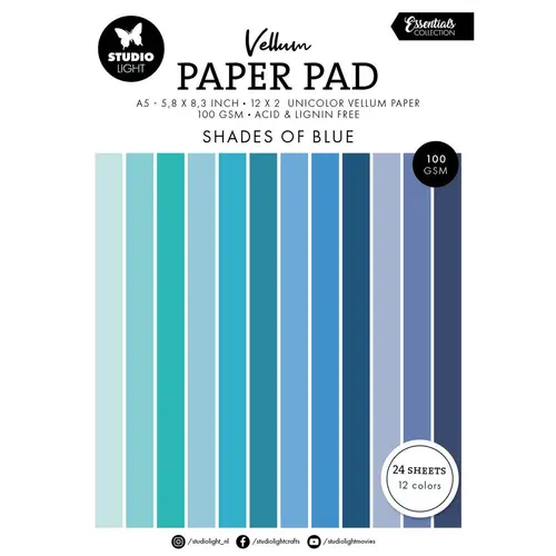 Studio Light Paper Pad A5 - Vellum Shades of blue