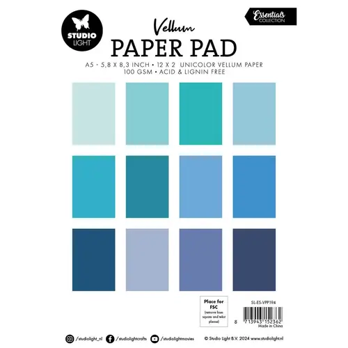 Studio Light Paper Pad A5 - Vellum Shades of blue