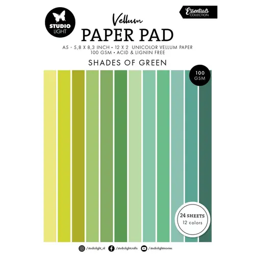 Studio Light Paper Pad A5 - Vellum Shades of green