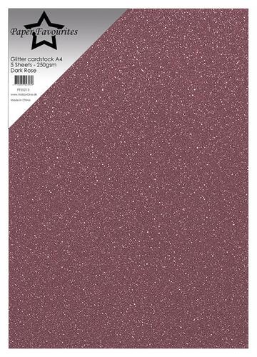 Paper Favourites Glitter Cardstock - Dark Rose