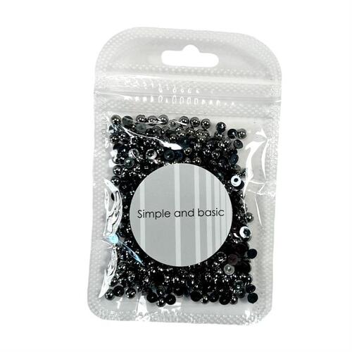 Simple and basic SBA564 - Half Pearl 4mm - Polished Antique Silver