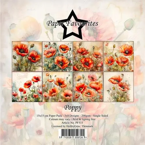 Paper Favourites 15x15 PF533 Poppy