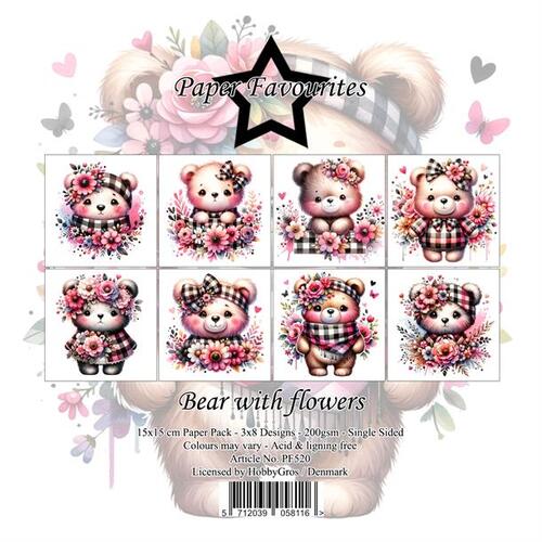 Paper Favourites 15x15 PF520 Bear with flowers