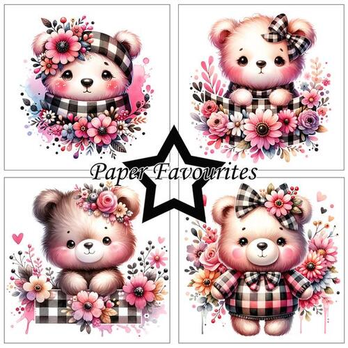 Paper Favourites 15x15 PF520 Bear with flowers