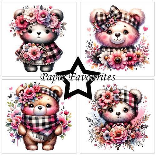 Paper Favourites 15x15 PF520 Bear with flowers