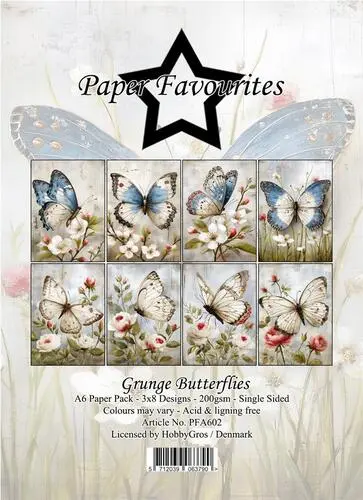 Paper Favourites A6 Paper Pack - Grunge Butterflies