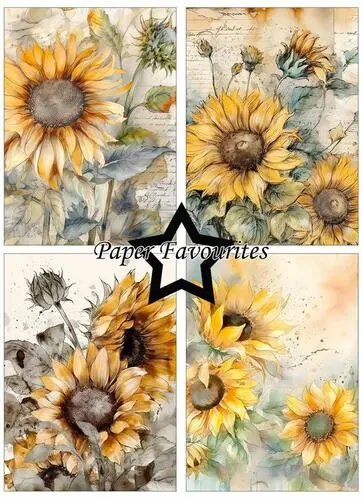 Paper Favourites A6 Paper Pack - Vintage Sunflower