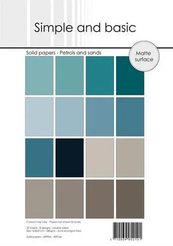 Simple and Basic SBP966 Solid Papers - Petrols and sands