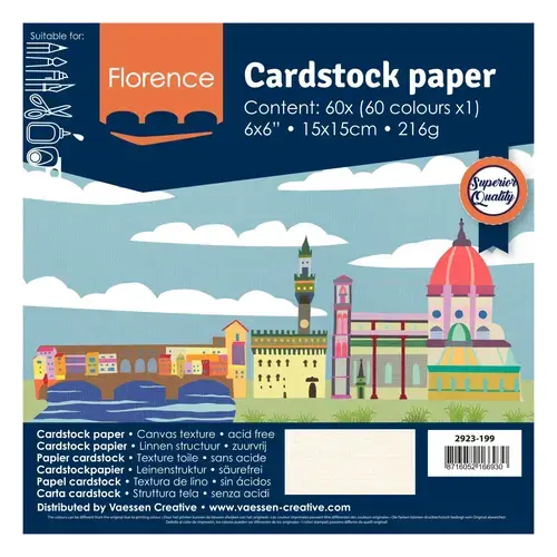 Florence - Texture Cardstock 15x15cm - Multipack 60 ark