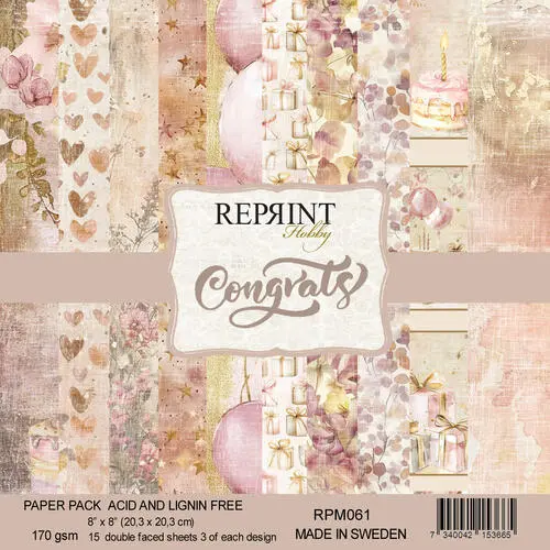Forudbestilling: Reprint - Congrats 8x8 Inch Paper Pack