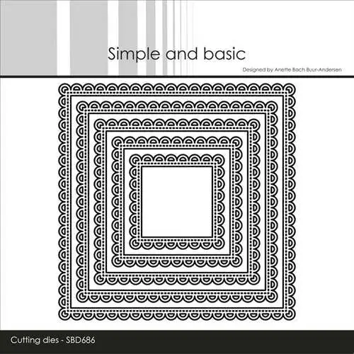 Simple and Basic die SBD686 - 10 x 10 squares scalloped edges (bestilling)