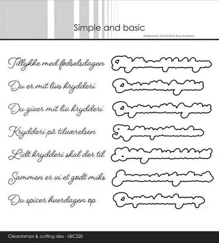 Simple and Basic Clearstamp & die SBC220 - Danske tekster (bestilling)