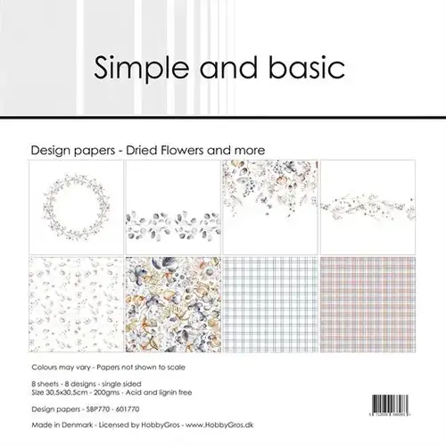 Simple and Basic Design Paper SBP770 - Dried Flowers and more 30,5x30,5cm (bestilling)