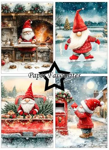 Paper Favourites A6 Paper Pack - Christmas Gnomes #2