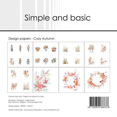 Simple and Basic Design Paper SBP571 - Cozy Autumn 15x15cm (bestilling)