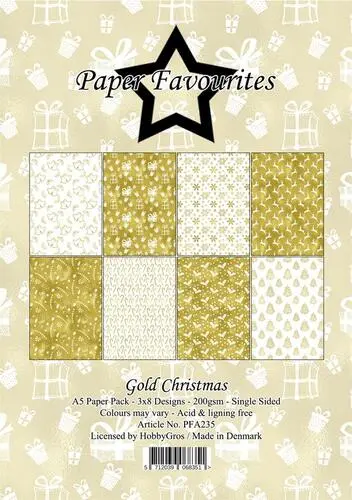 Paper Favourites A5 Paper Pack PFA235 - Gold Christmas