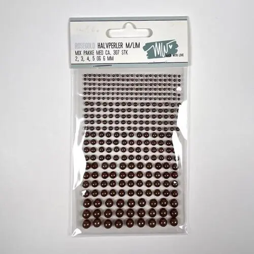 Made with Love halvperler selvklæb. mix str. blank kobber/brun