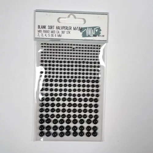 Made with Love halvperler selvklæb. mix str. blank sort