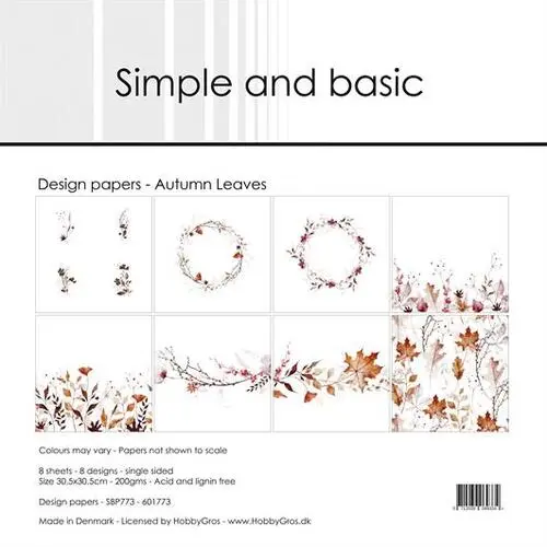 Simple and Basic Design Paper SBP773 - Autumn Leaves 30,5x30,5cm (bestilling)