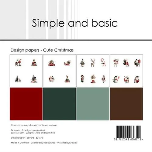 Simple and Basic Design Paper SBP575 - Cute Christmas 15x15cm (bestilling)