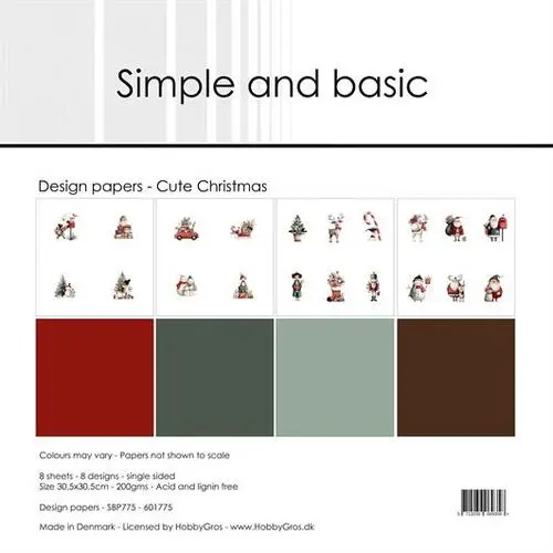 Simple and Basic Design Paper SBP775 - Cute Christmas 30,5x30,5cm (bestilling)