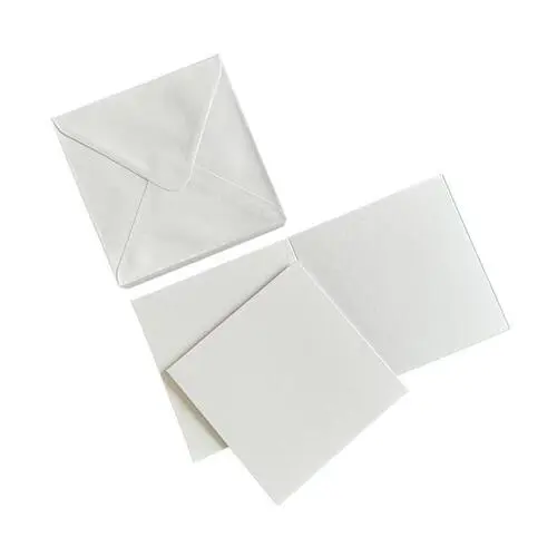 50 Sæt 3x3" / 76x76mm Kort/Kuverter - Pure White (råhvid)