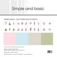 Simple and Basic Design Paper SBP772 - Cozy Watercolour Christmas 30,5x30,5cm (bestilling)